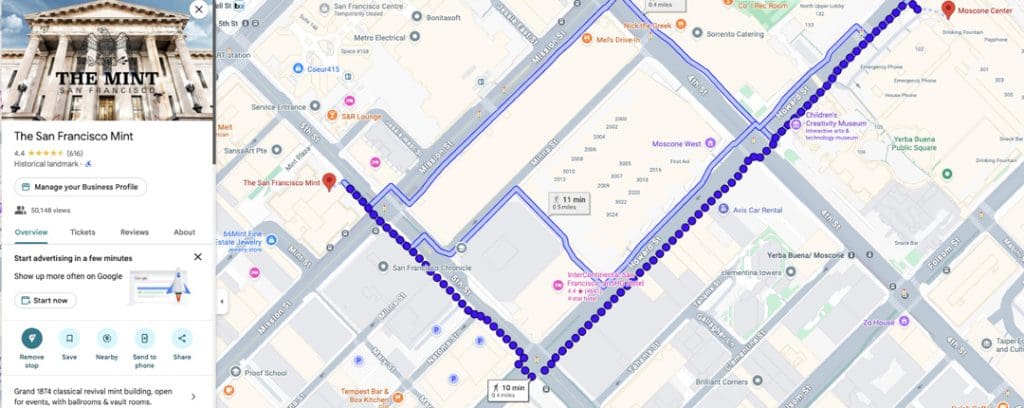 The Mint proximity to Moscone Center